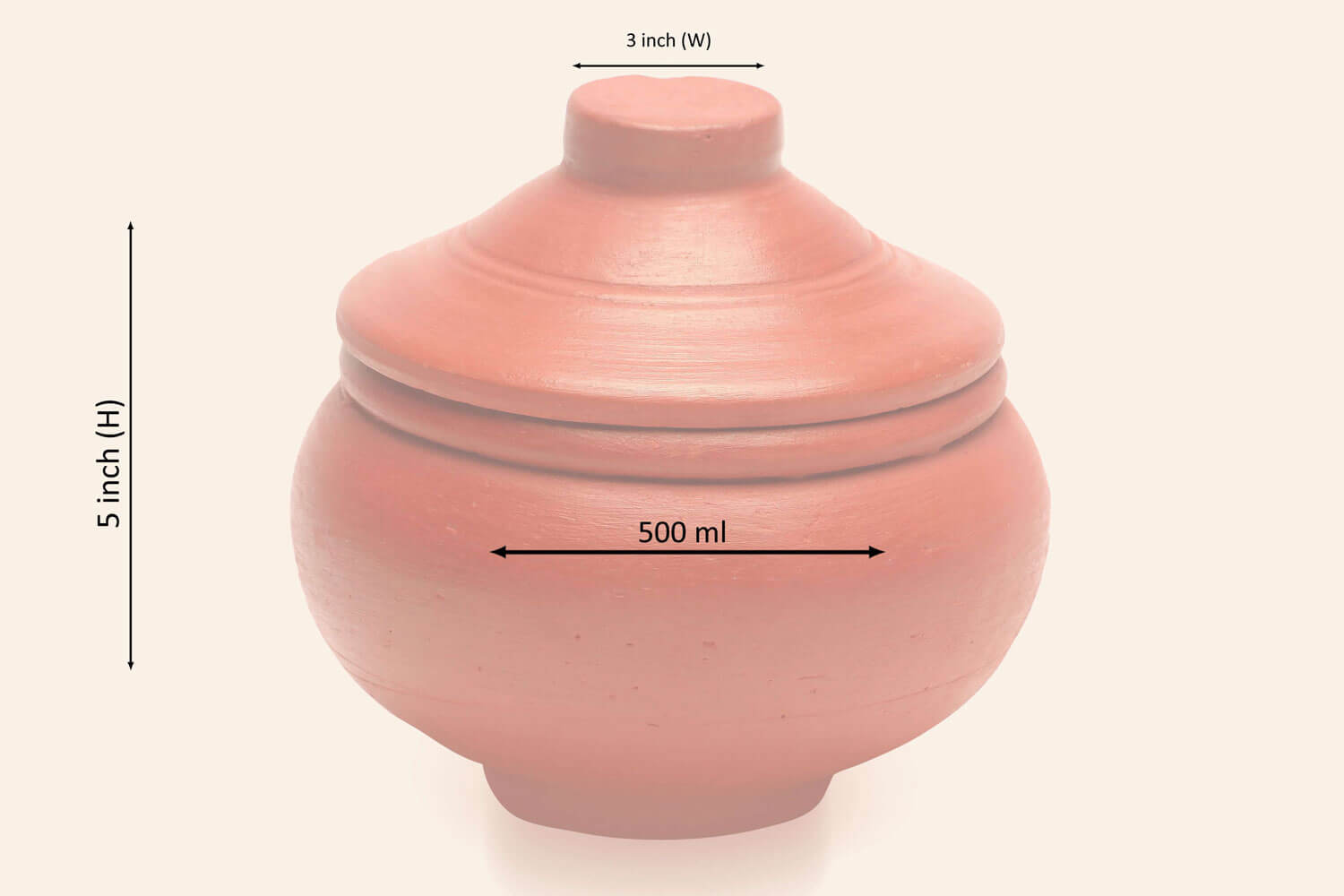 Terracotta Handmade Medium Polished Curd Pot (500 ml) M27 - Image 2