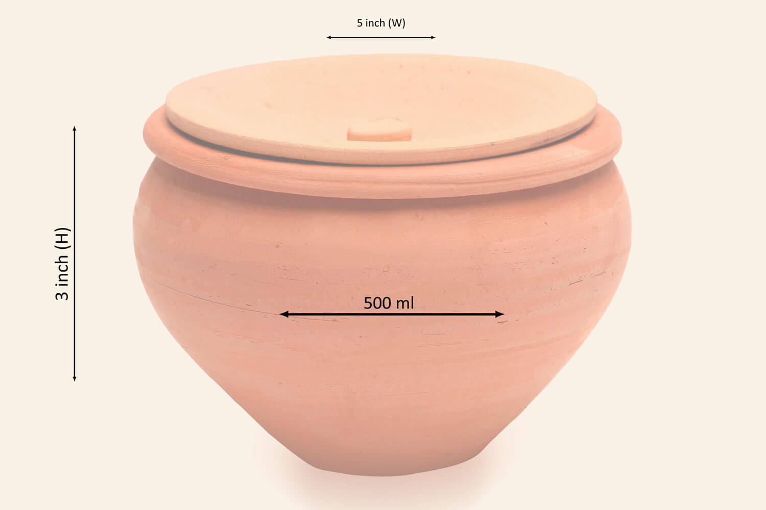 Terracotta Handmade Medium Matt Finished Curd Pot (500 ml) M29 - Image 2