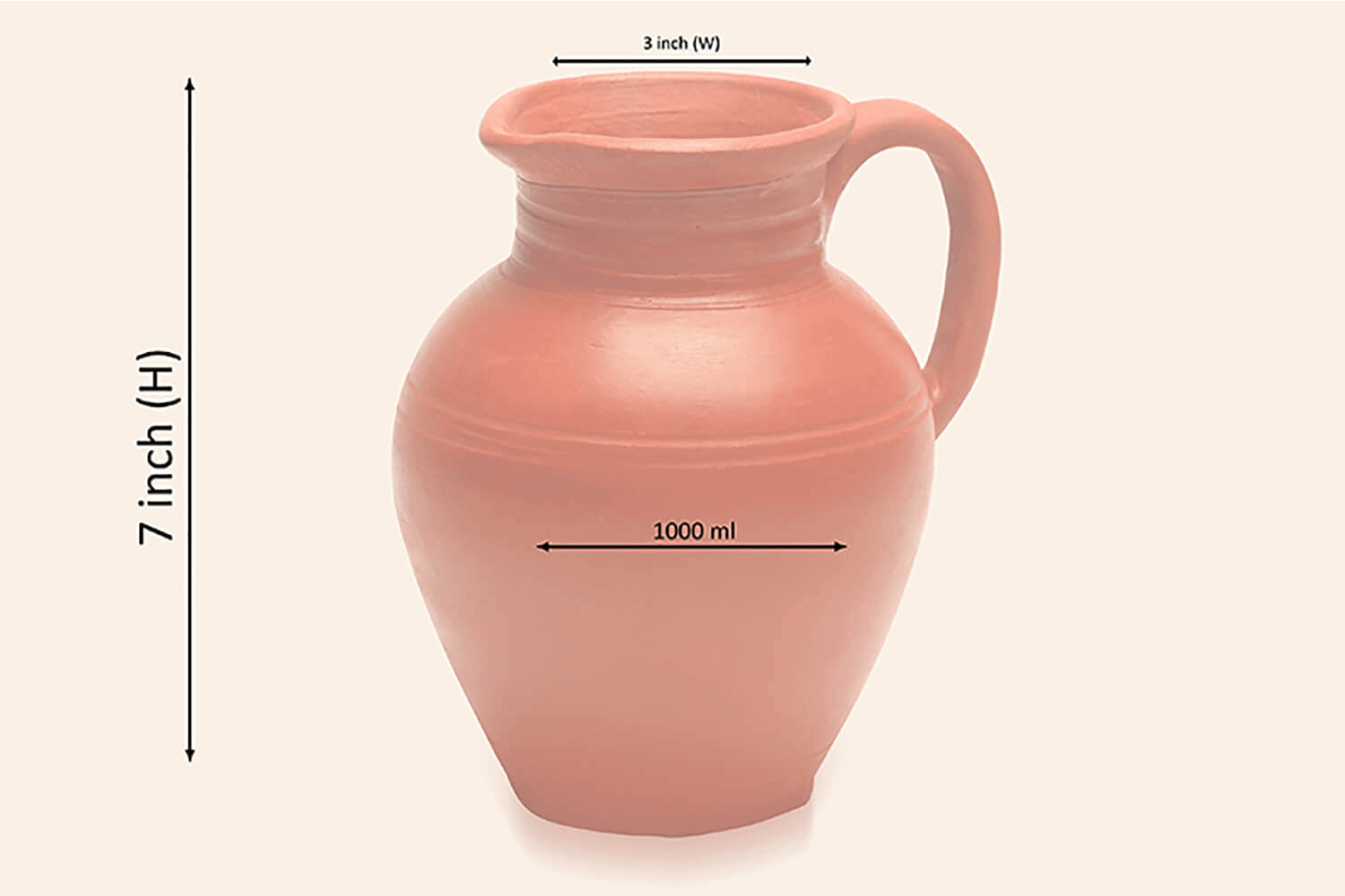 Terracotta Water Round Shaped Jug (1000 ml) M48 - Image 2