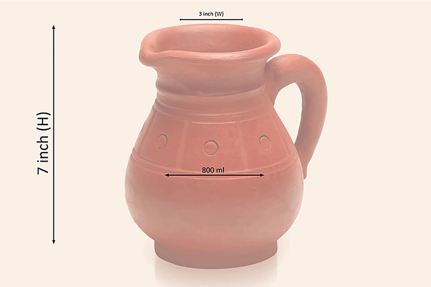 Terracotta Round Design Water Jug (800 ml) M48 - Image 2