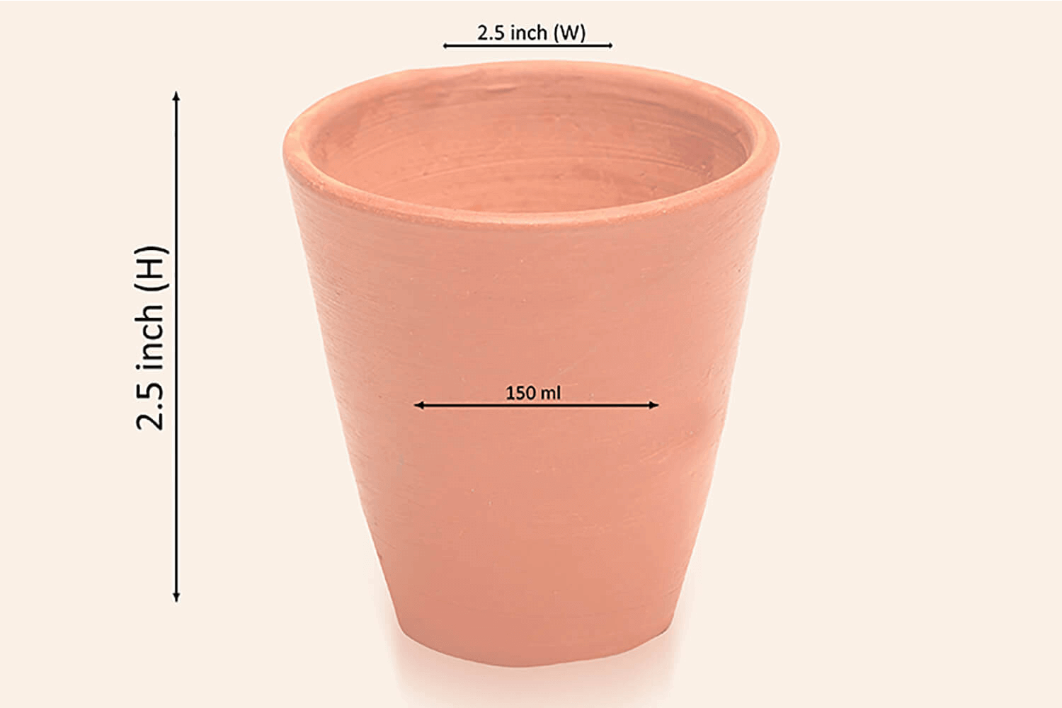 Red Terracotta Water Glass Polished Small (150 ml) M55 - Image 2